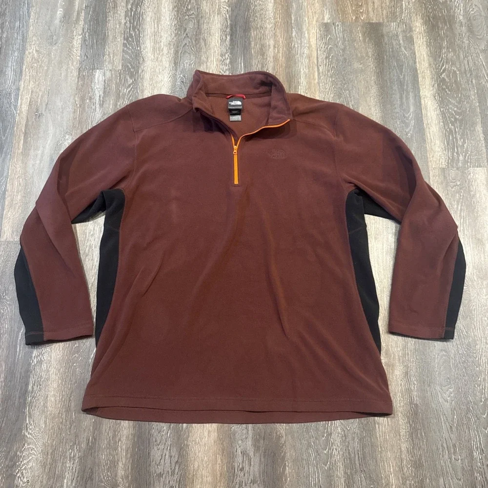 The North Face Qtr Zip Polartec Fleece Jacket Men's XXL Burgundy Pullover Logo